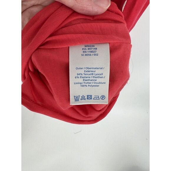 Boden Red Jersey Lined Floral Pencil Dress Short Sleeve Faux Wrap Size 6 - Picture 3 of 5